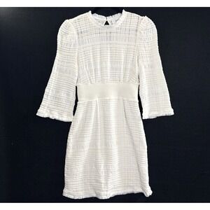 DEREK LAM 10 Crosby Women Sleeveless Textured Crew Neck Dress Sz 2 White 53-17